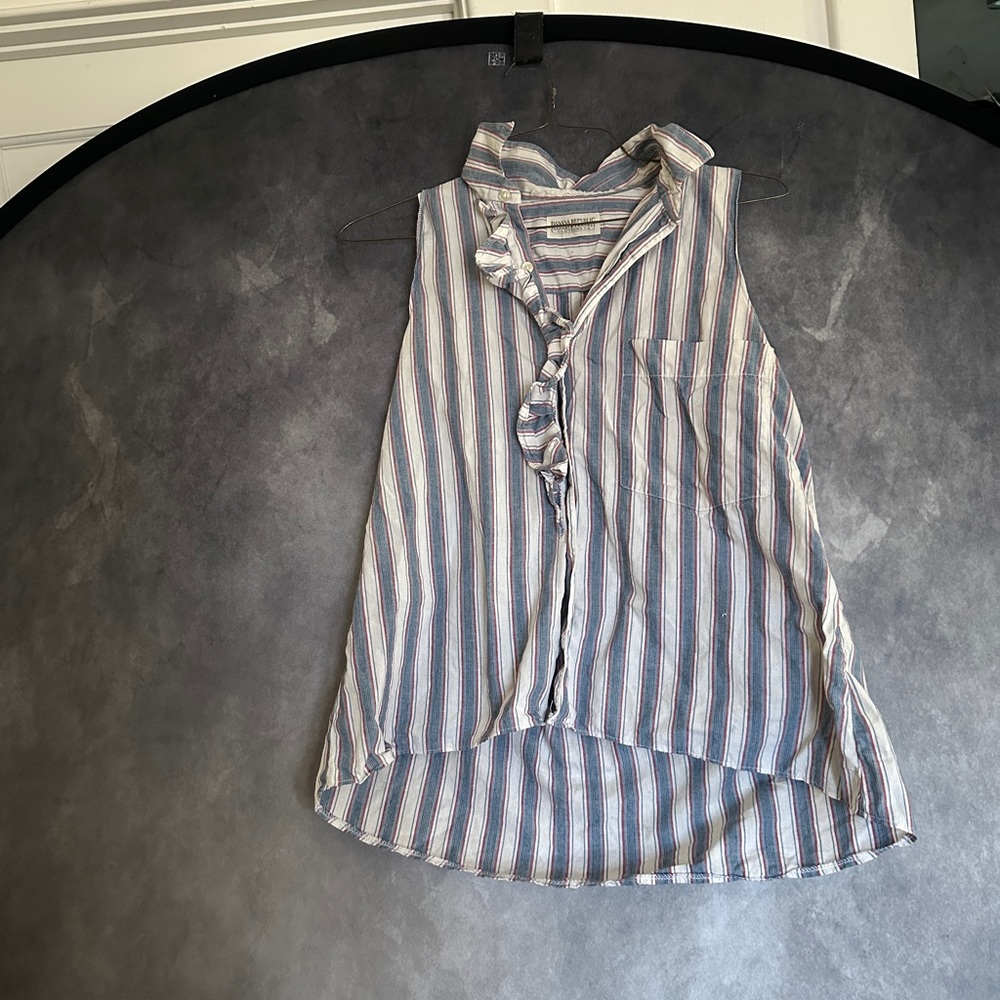 Vintage Banana Republic Safari & Travel Clothing Co Blue & White Striped Blouse
